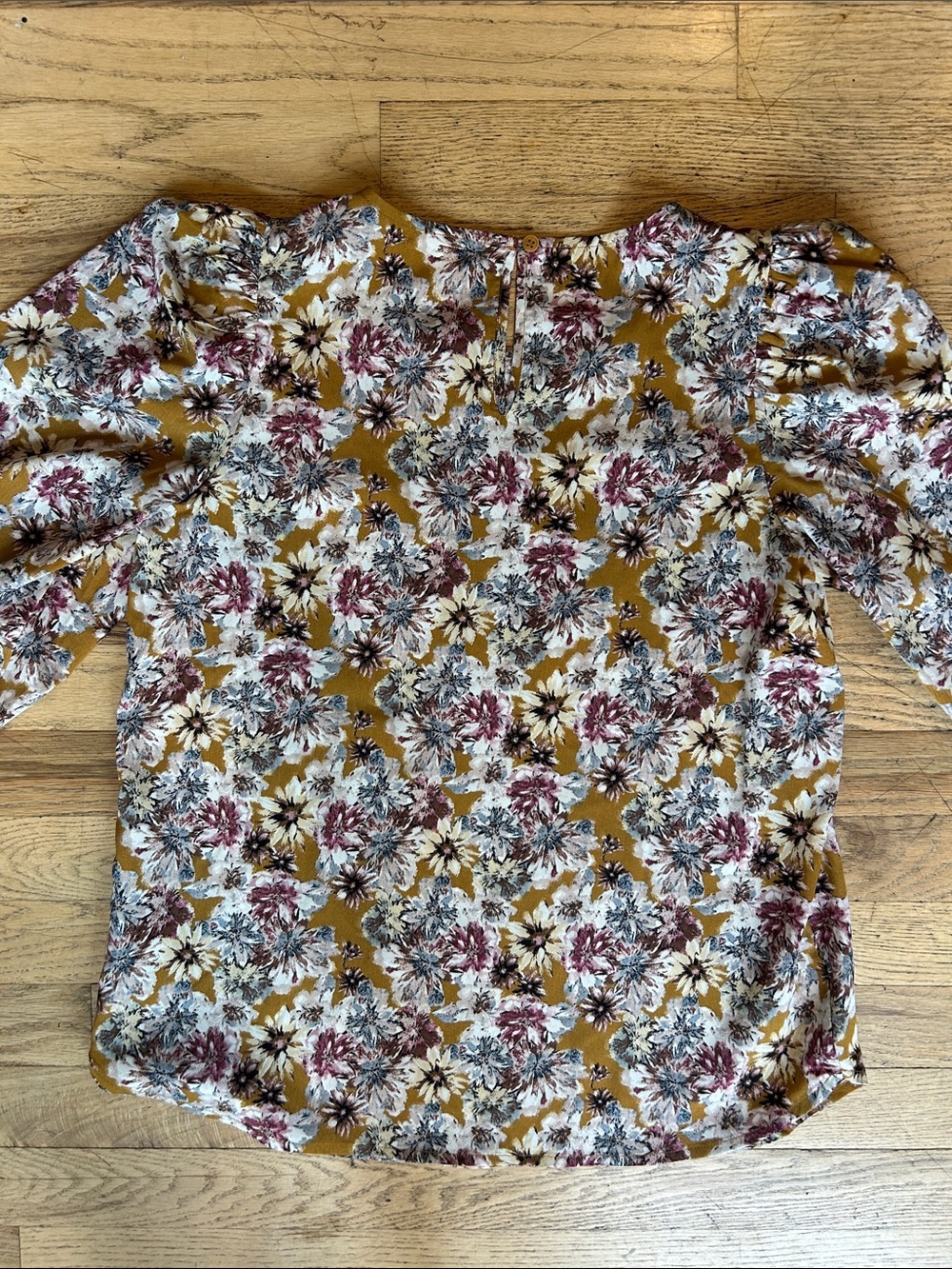Pleione Mustard Floral Long-Sleeve Blouse - Picture 6 of 8